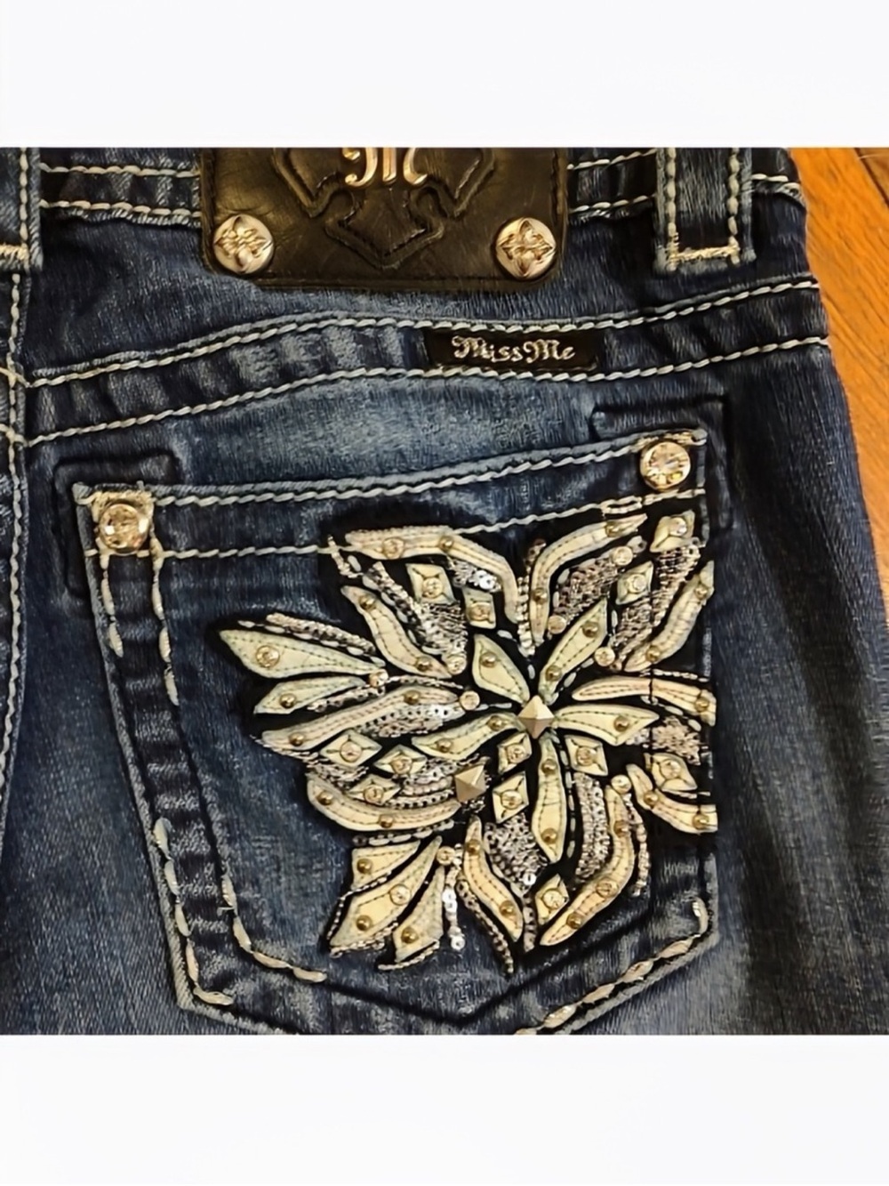 Gorgeous Y2K Miss Me Signature Skinny Jeans Embellished Pockets 31-1/2” Inseam